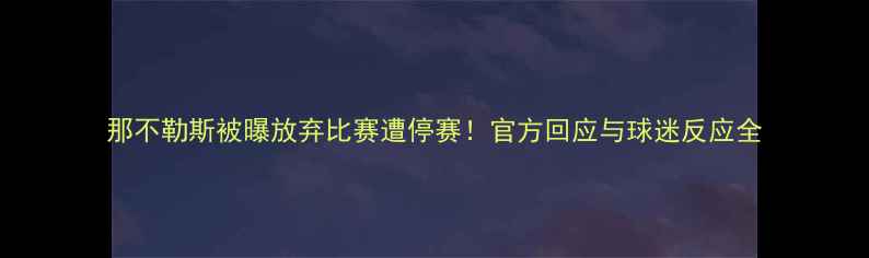 图片 那不勒斯被曝放弃比赛遭停赛！官方回应与球迷反应全