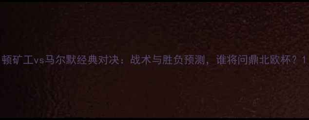 图片 顿矿工vs马尔默经典对决：战术与胜负预测，谁将问鼎北欧杯？1