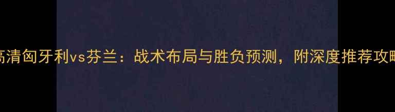 图片 高清匈牙利vs芬兰：战术布局与胜负预测，附深度推荐攻略