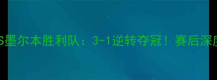 图片 高清录像猛龙队VS墨尔本胜利队：3-1逆转夺冠！赛后深度+关键数据盘点2