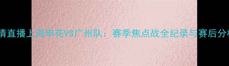 图片 高清直播上海申花VS广州队：赛季焦点战全纪录与赛后分析1