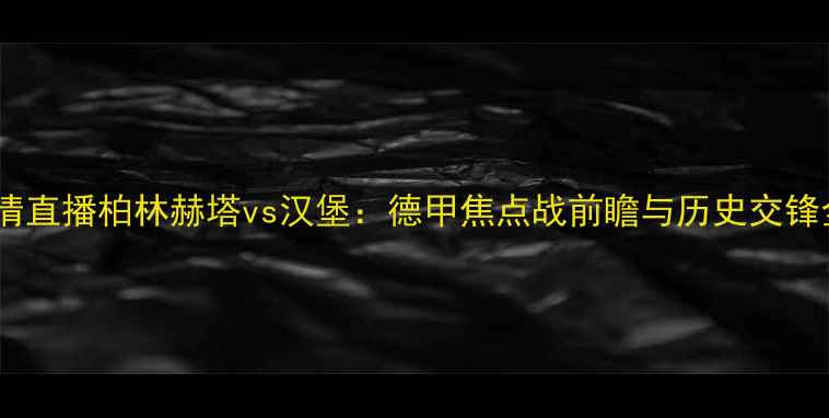 图片 高清直播柏林赫塔vs汉堡：德甲焦点战前瞻与历史交锋全1