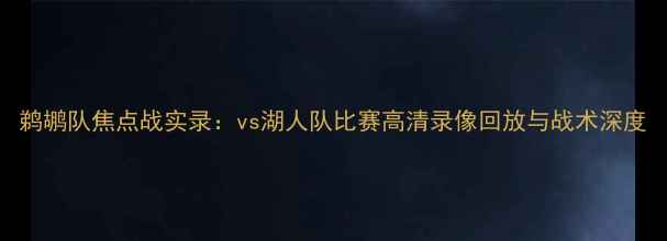 图片 鹈鹕队焦点战实录：vs湖人队比赛高清录像回放与战术深度