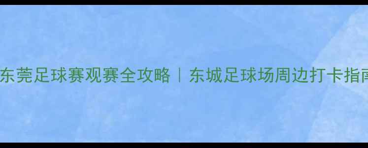 图片 🏟️东莞足球赛观赛全攻略｜东城足球场周边打卡指南🔥2