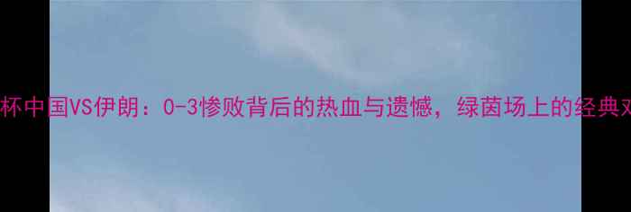 图片 🔥2004亚洲杯中国VS伊朗：0-3惨败背后的热血与遗憾，绿茵场上的经典对决回顾🔥2