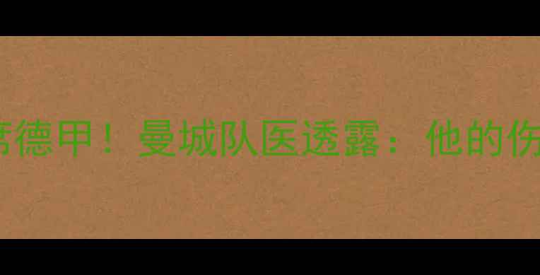 图片 🔥凯文·德布劳内重伤缺席德甲！曼城队医透露：他的伤情可能影响职业生涯？🔥1