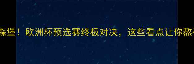 图片 🔥葡萄牙vs卢森堡！欧洲杯预选赛终极对决，这些看点让你熬夜看球不亏！2