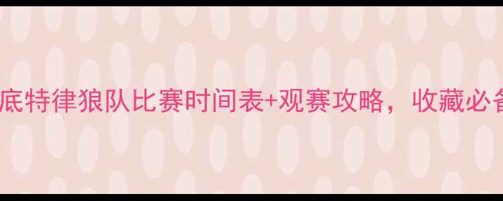 图片 🔥赛季底特律狼队比赛时间表+观赛攻略，收藏必备！⚽1