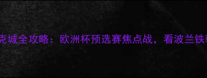 图片 🔥高清直播华沙军vs科克城全攻略：欧洲杯预选赛焦点战，看波兰铁骑如何逆袭！🇵🇱🇮🇪2