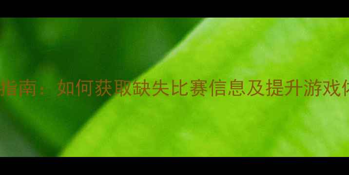 图片 FIFA19完整数据指南：如何获取缺失比赛信息及提升游戏体验的五大方案2