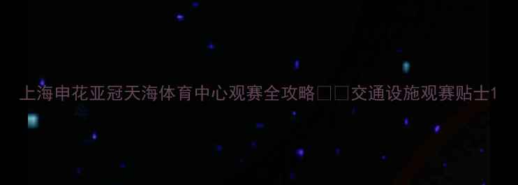 图片 上海申花亚冠天海体育中心观赛全攻略🏟️交通设施观赛贴士1
