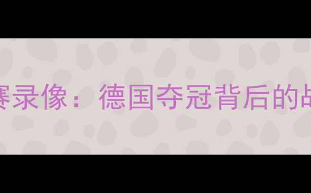 图片 世界杯经典比赛录像：德国夺冠背后的战术与球星风采