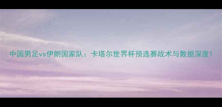 图片 中国男足vs伊朗国家队：卡塔尔世界杯预选赛战术与数据深度1