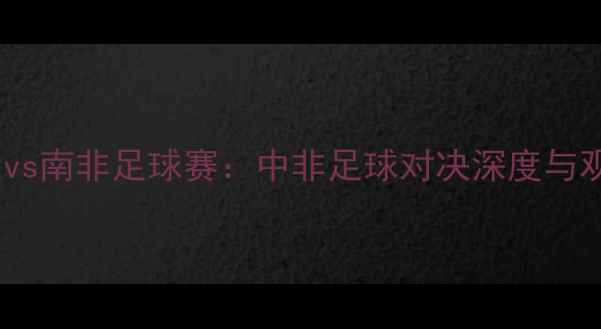 图片 中国男足vs南非足球赛：中非足球对决深度与观赛指南2