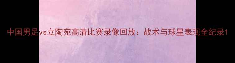 图片 中国男足vs立陶宛高清比赛录像回放：战术与球星表现全纪录1