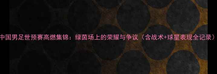 图片 中国男足世预赛高燃集锦：绿茵场上的荣耀与争议（含战术+球星表现全记录）