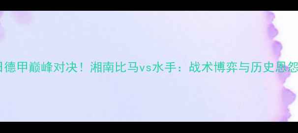 图片 中日德甲巅峰对决！湘南比马vs水手：战术博弈与历史恩怨全2