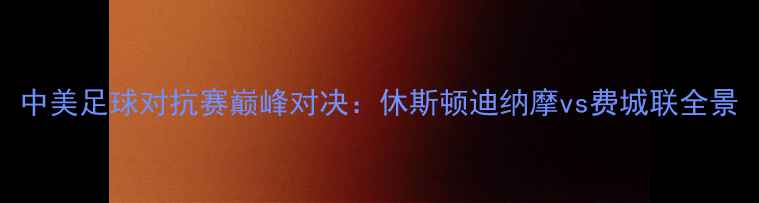 图片 中美足球对抗赛巅峰对决：休斯顿迪纳摩vs费城联全景