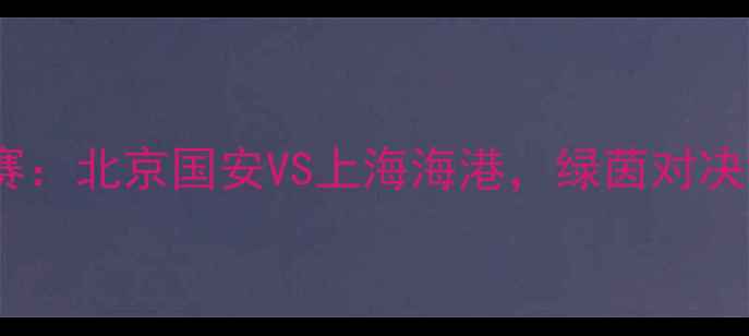 图片 中超西部决赛：北京国安VS上海海港，绿茵对决谁将问鼎？1