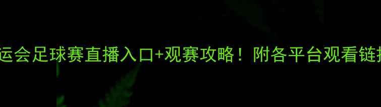 图片 全运会足球赛直播入口+观赛攻略！附各平台观看链接2