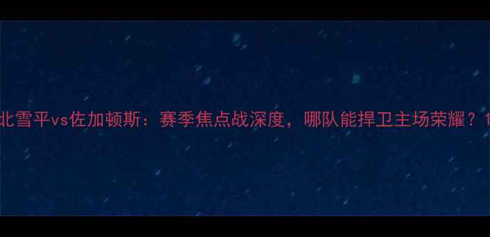 图片 北雪平vs佐加顿斯：赛季焦点战深度，哪队能捍卫主场荣耀？1