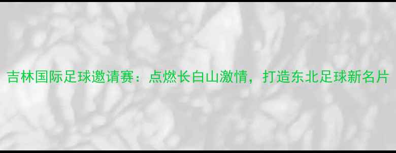 图片 吉林国际足球邀请赛：点燃长白山激情，打造东北足球新名片
