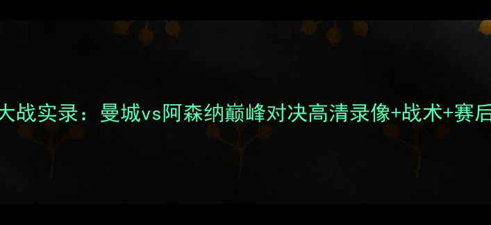 图片 圣诞大战实录：曼城vs阿森纳巅峰对决高清录像+战术+赛后数据
