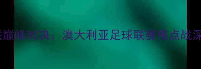 图片 大班VS墨尔本联巅峰对决：澳大利亚足球联赛焦点战深度与胜负预测2