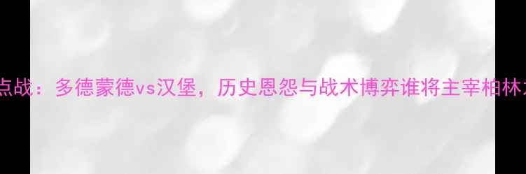 图片 德甲焦点战：多德蒙德vs汉堡，历史恩怨与战术博弈谁将主宰柏林之夜？2