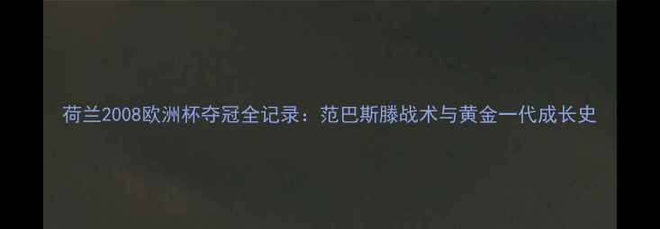 图片 荷兰2008欧洲杯夺冠全记录：范巴斯滕战术与黄金一代成长史