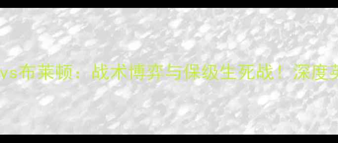 图片 莱切斯特城vs布莱顿：战术博弈与保级生死战！深度英超焦点战2