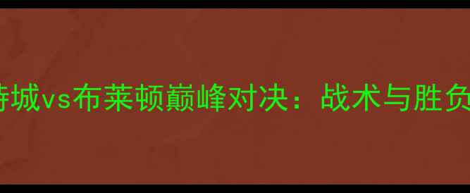 图片 莱斯特城vs布莱顿巅峰对决：战术与胜负预测2
