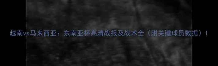 图片 越南vs马来西亚：东南亚杯高清战报及战术全（附关键球员数据）1