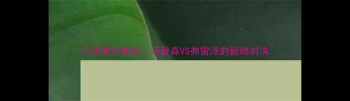 图片 足球战术博弈：汤普森VS弗雷泽的巅峰对决