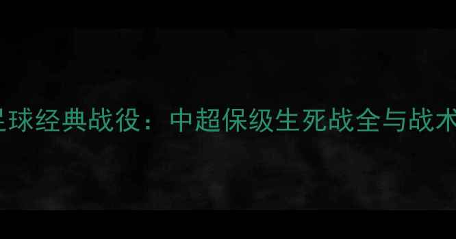 图片 辽宁足球经典战役：中超保级生死战全与战术复盘1